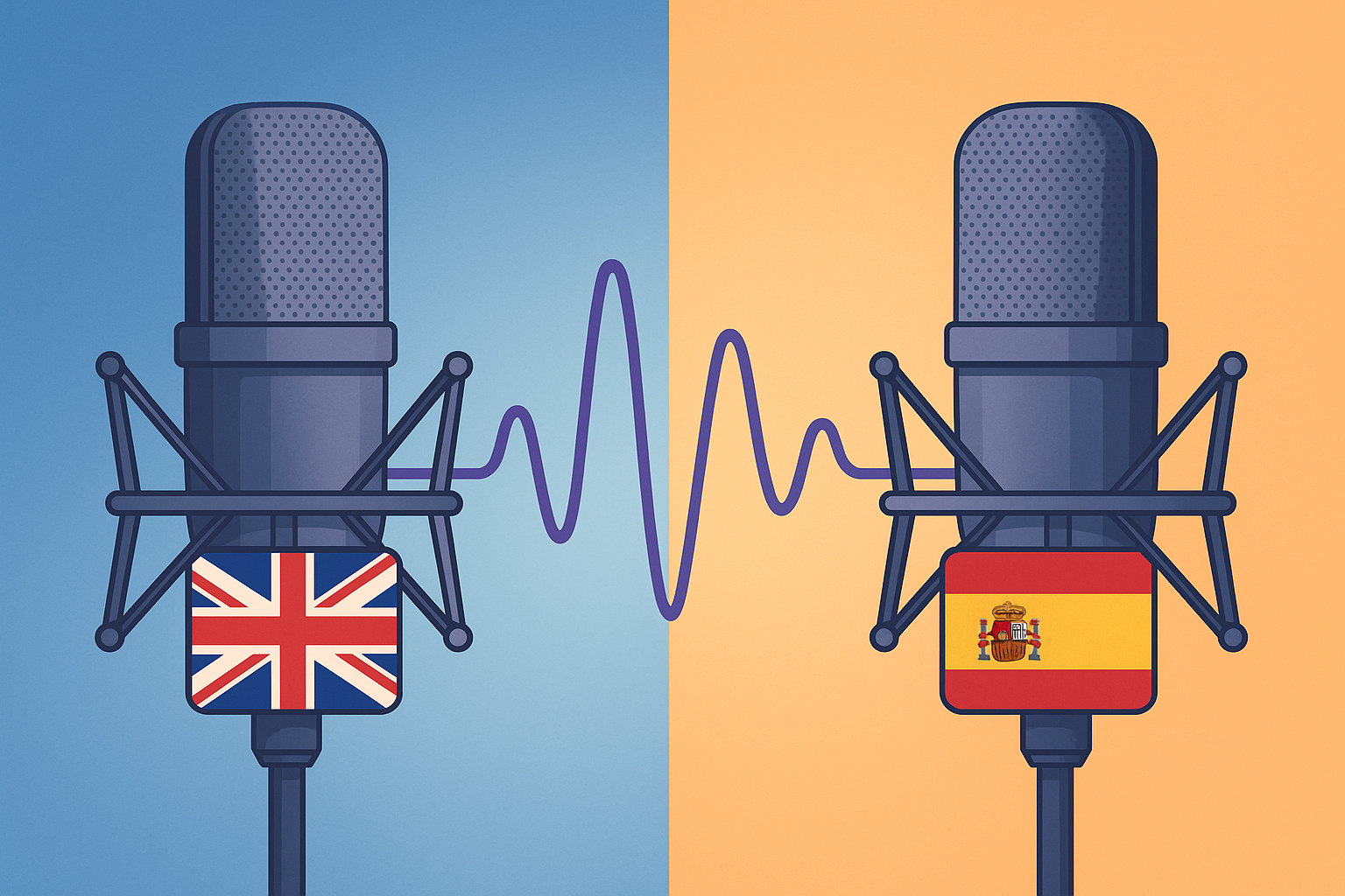 Estudio de grabación profesional con micrófono, auriculares y espectro de audio.